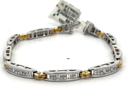 14k Two Tone Gold 5.00 CT Diamond Tennis Bracelet, 7.5", S100516