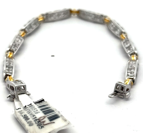 14k Two Tone Gold 5.00 CT Diamond Tennis Bracelet, 7.5", S100516