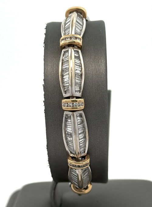 14k Two Tone Gold 7.80 CT Diamond Tennis Bracelet, 7.5", 22.8g, S100998