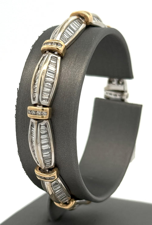 14k Two Tone Gold 7.80 CT Diamond Tennis Bracelet, 7.5", 22.8g, S100998