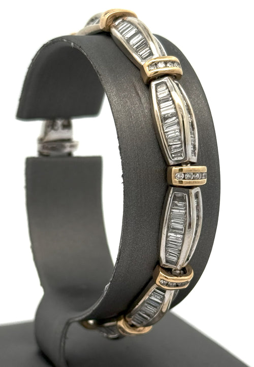 14k Two Tone Gold 7.80 CT Diamond Tennis Bracelet, 7.5", 22.8g, S100998