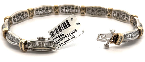 14k Two Tone Gold 7.80 CT Diamond Tennis Bracelet, 7.5", 22.8g, S100998
