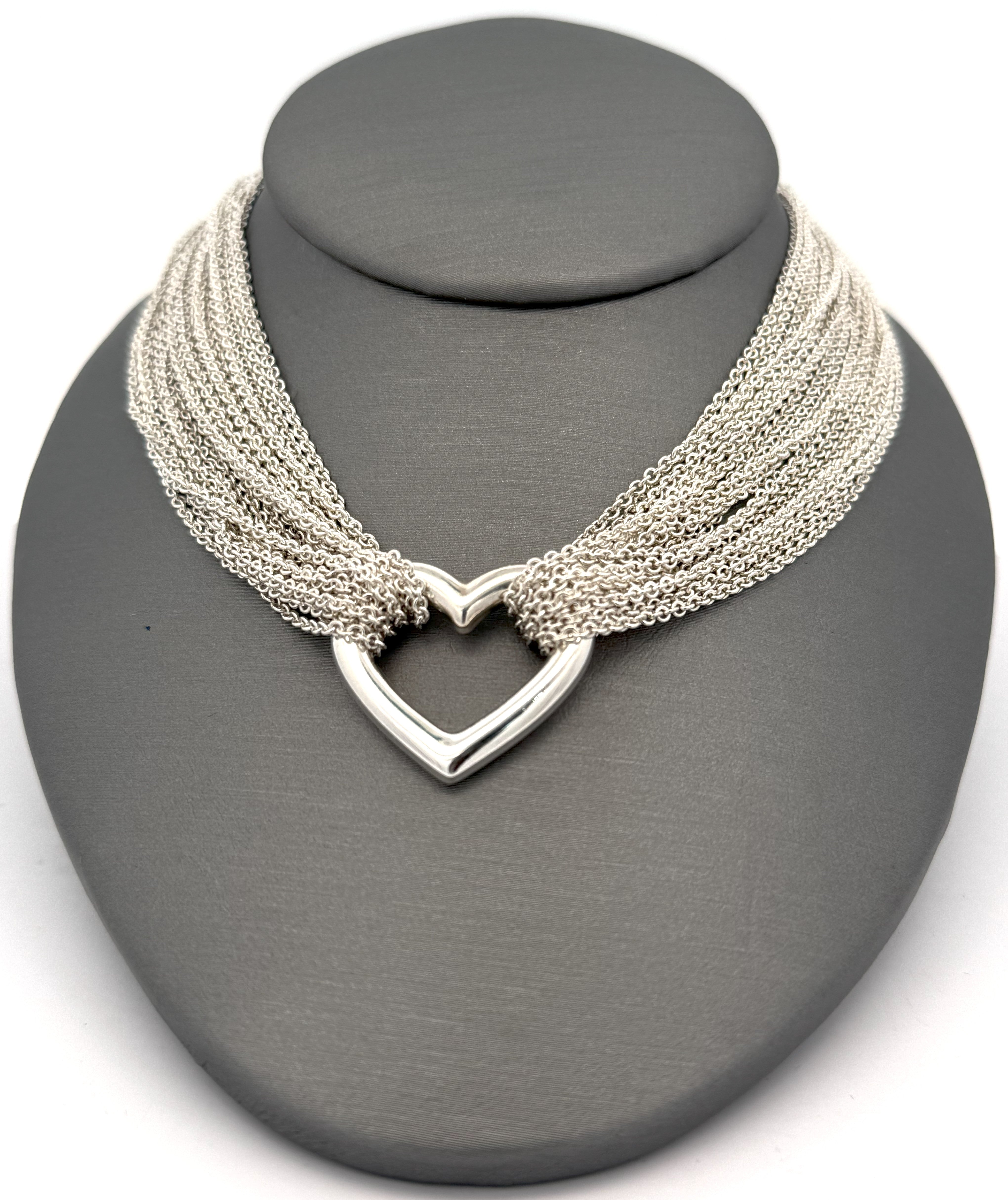 Tiffany & Co. Sterling Silver Multi Strand Chain Mesh Heart