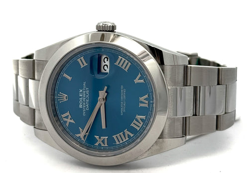 Pre-owned Rolex Datejust 41 Blue Roman Dial  - 126300 - 41mm - Stainless Steal , S107947