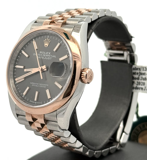 Pre-owned Rolex Datejust 36mm Gray Dial - 126231 - Rose Gold/Steel S106445