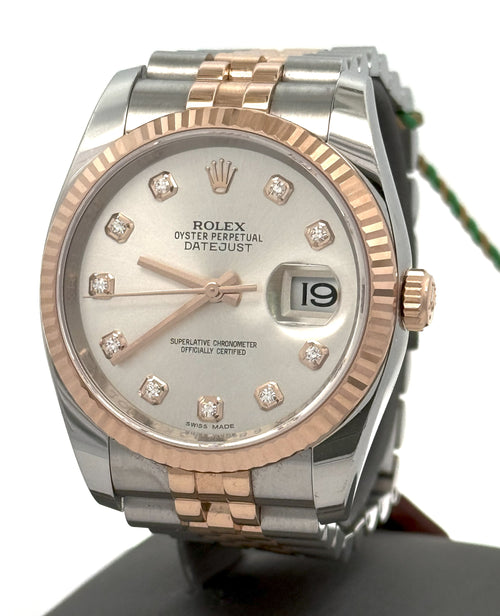 Pre-owned Rolex Datejust 36mm Sand Dust Dial - 116231 - Rose Gold/Steel S108296