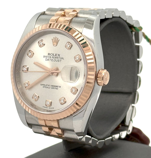 Pre-owned Rolex Datejust 36mm Sand Dust Dial - 116231 - Rose Gold/Steel S108296