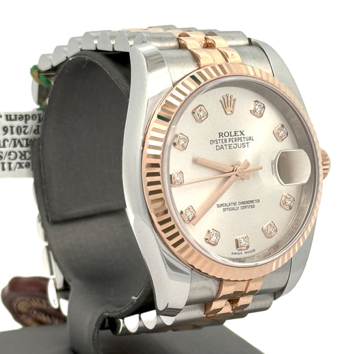 Pre-owned Rolex Datejust 36mm Sand Dust Dial - 116231 - Rose Gold/Steel S108296