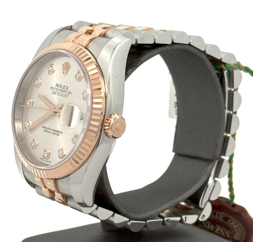 Pre-owned Rolex Datejust 36mm Sand Dust Dial - 116231 - Rose Gold/Steel S108296