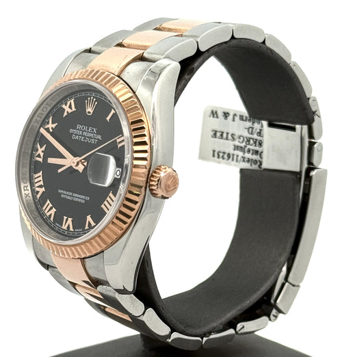 Pre-owned Rolex Datejust 36mm Black Dial - 116231 - Rose Gold/Steel S107975