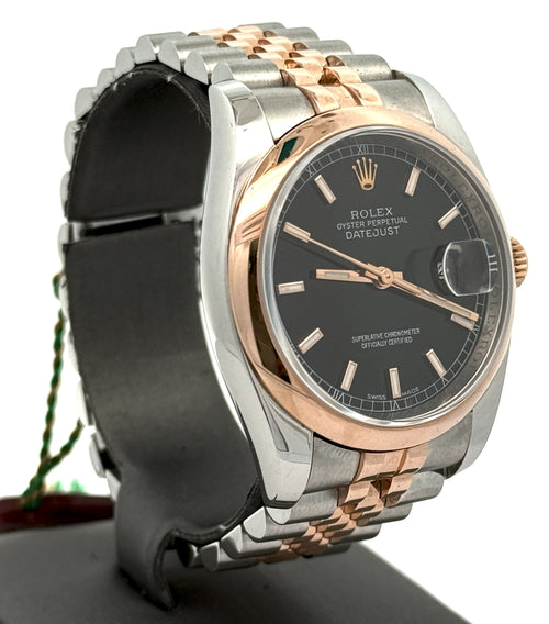 Pre-owned Rolex Datejust 36mm Black Dial - 116231 - Rose Gold/Steel S108211
