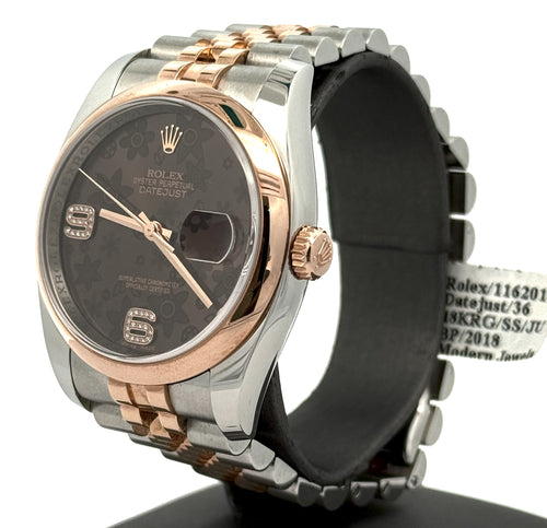 Pre-owned Rolex Datejust 36mm Chocolate Brown Dial - 116201 - Rose Gold/Steel S15719