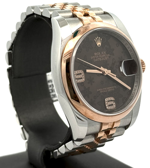 Pre-owned Rolex Datejust 36mm Chocolate Brown Dial - 116201 - Rose Gold/Steel S15719