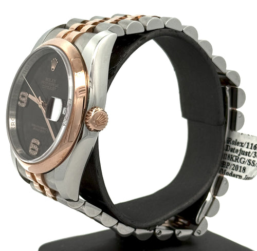 Pre-owned Rolex Datejust 36mm Chocolate Brown Dial - 116201 - Rose Gold/Steel S15719