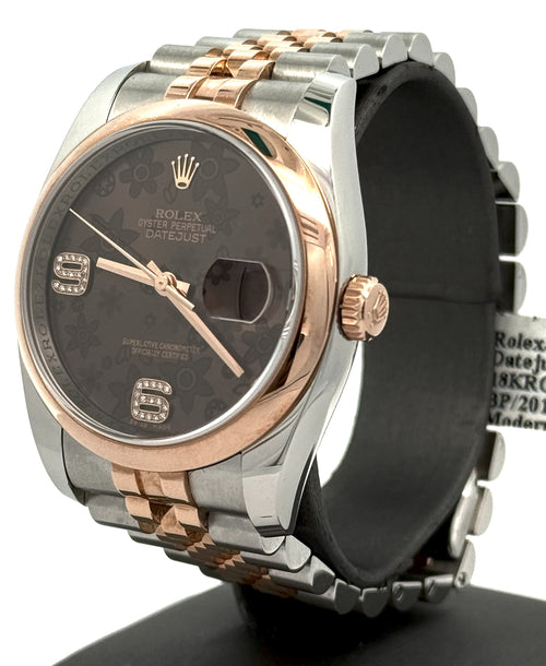 Pre-owned Rolex Datejust 36mm Chocolate Brown Dial - 116201 - Rose Gold/Steel S15719