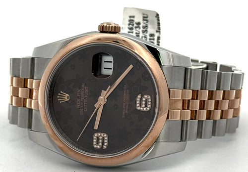 Pre-owned Rolex Datejust 36mm Chocolate Brown Dial - 116201 - Rose Gold/Steel S15719
