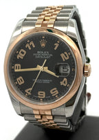 Pre-owned Rolex Datejust 36mm Black Dial - 116231 - Rose Gold/Steel S105573