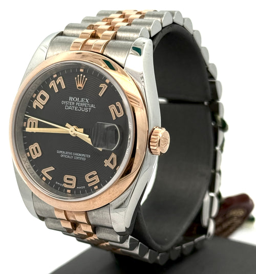 Pre-owned Rolex Datejust 36mm Black Dial - 116231 - Rose Gold/Steel S105573