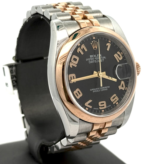 Pre-owned Rolex Datejust 36mm Black Dial - 116231 - Rose Gold/Steel S105573