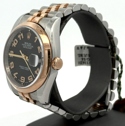 Pre-owned Rolex Datejust 36mm Black Dial - 116231 - Rose Gold/Steel S105573