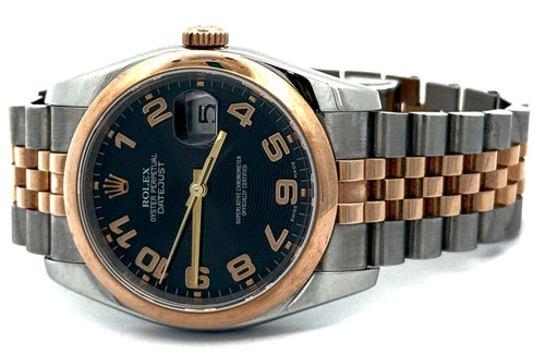 Pre-owned Rolex Datejust 36mm Black Dial - 116231 - Rose Gold/Steel S105573