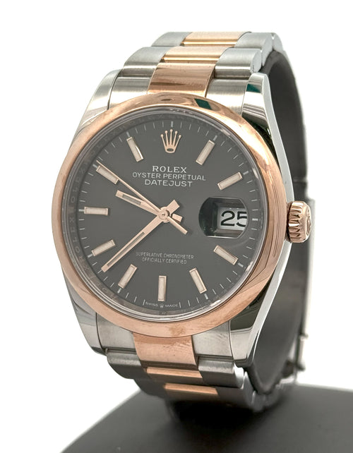 Pre-owned Rolex Datejust 36mm Gray Dial - 126201 - Rose Gold/Steel S105838