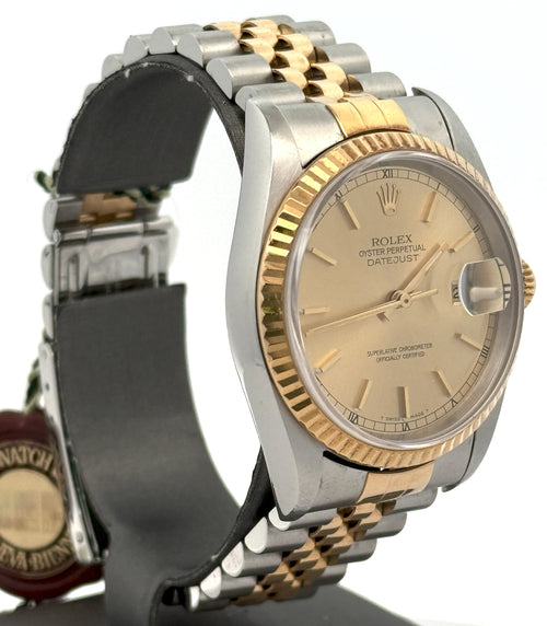 Pre-owned Rolex Datejust 36mm Champagne Dial - 16233- Yellow Gold/Steel S107815