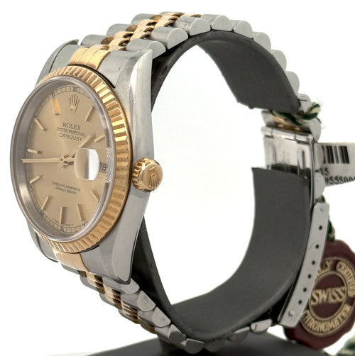 Pre-owned Rolex Datejust 36mm Champagne Dial - 16233- Yellow Gold/Steel S107815