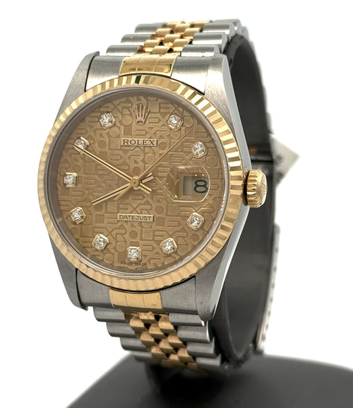 Pre-owned Rolex Datejust 36mm Champagne Dial - 16233- Yellow Gold/Steel S108443