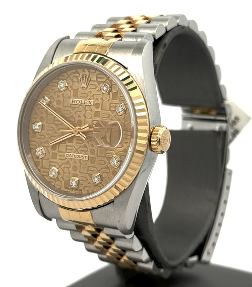 Pre-owned Rolex Datejust 36mm Champagne Dial - 16233- Yellow Gold/Steel S108443