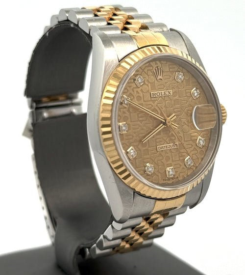 Pre-owned Rolex Datejust 36mm Champagne Dial - 16233- Yellow Gold/Steel S108443