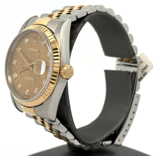 Pre-owned Rolex Datejust 36mm Champagne Dial - 16233- Yellow Gold/Steel S108443