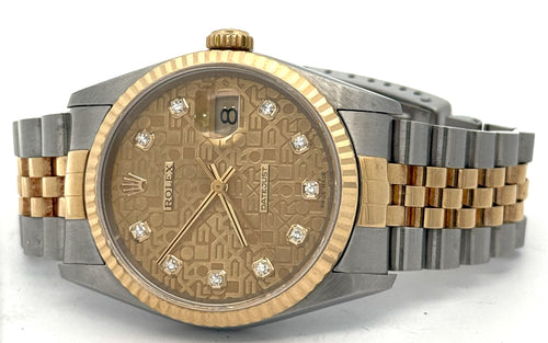 Pre-owned Rolex Datejust 36mm Champagne Dial - 16233- Yellow Gold/Steel S108443