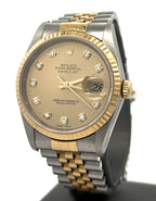 Pre-owned Rolex Datejust 36mm Champagne Dial - 16233- Yellow Gold/Steel S108289