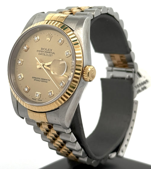 Pre-owned Rolex Datejust 36mm Champagne Dial - 16233- Yellow Gold/Steel S108289