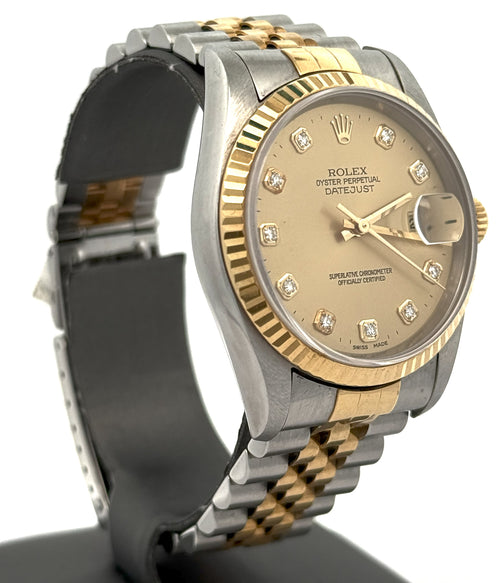 Pre-owned Rolex Datejust 36mm Champagne Dial - 16233- Yellow Gold/Steel S108289