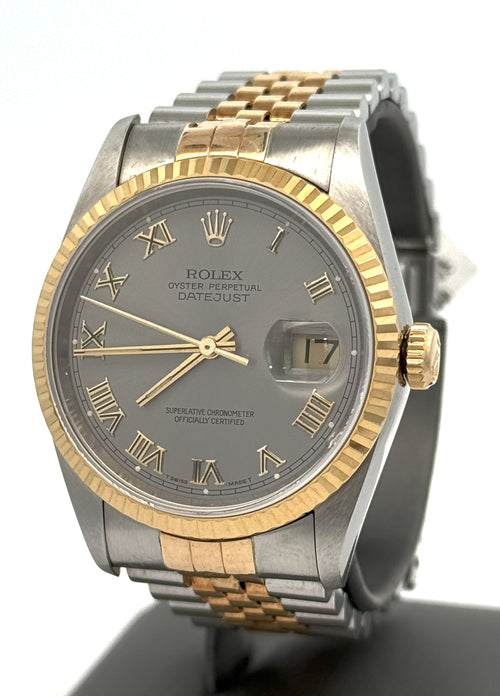 Pre-owned Rolex Datejust 36mm Silver Dial - 16233- Yellow Gold/Steel S108459
