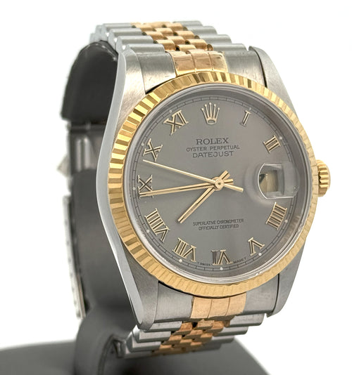 Pre-owned Rolex Datejust 36mm Silver Dial - 16233- Yellow Gold/Steel S108459
