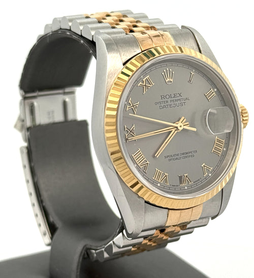 Pre-owned Rolex Datejust 36mm Silver Dial - 16233- Yellow Gold/Steel S108459