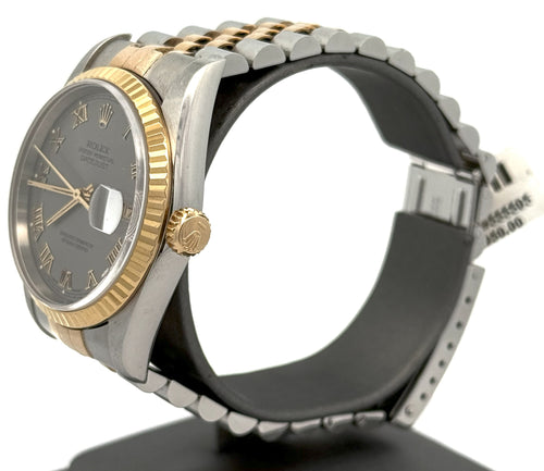 Pre-owned Rolex Datejust 36mm Silver Dial - 16233- Yellow Gold/Steel S108459