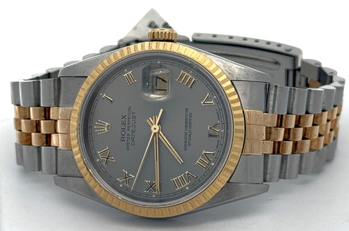 Pre-owned Rolex Datejust 36mm Silver Dial - 16233- Yellow Gold/Steel S108459