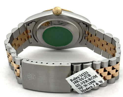 Pre-owned Rolex Datejust 36mm Silver Dial - 16233- Yellow Gold/Steel S108459