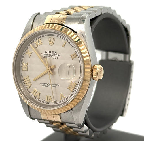 Pre-owned Rolex Datejust 36mm Pyramid Dial - 16233- Yellow Gold/Steel S108458