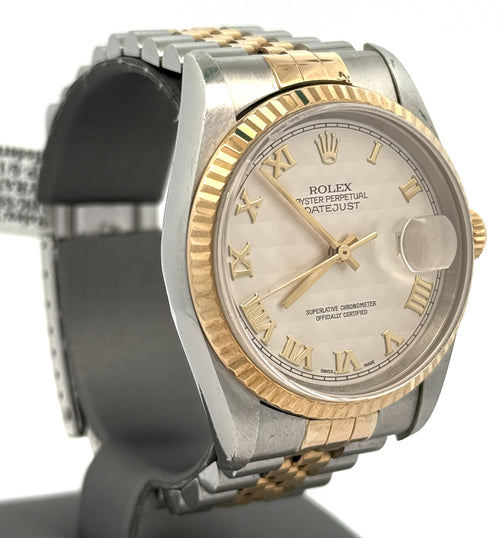 Pre-owned Rolex Datejust 36mm Pyramid Dial - 16233- Yellow Gold/Steel S108458
