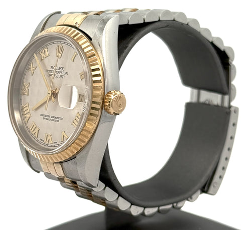 Pre-owned Rolex Datejust 36mm Pyramid Dial - 16233- Yellow Gold/Steel S108458