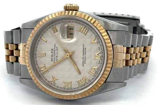 Pre-owned Rolex Datejust 36mm Pyramid Dial - 16233- Yellow Gold/Steel S108458
