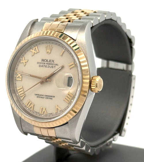 Pre-owned Rolex Datejust 36mm Cream  Dial - 16233- Yellow Gold/Steel S108457