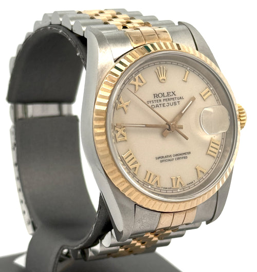 Pre-owned Rolex Datejust 36mm Cream  Dial - 16233- Yellow Gold/Steel S108457