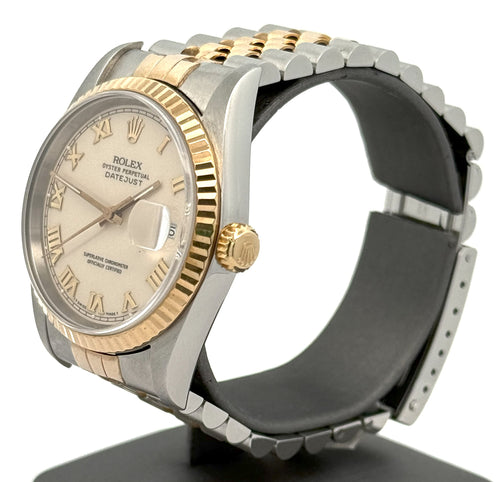 Pre-owned Rolex Datejust 36mm Cream  Dial - 16233- Yellow Gold/Steel S108457