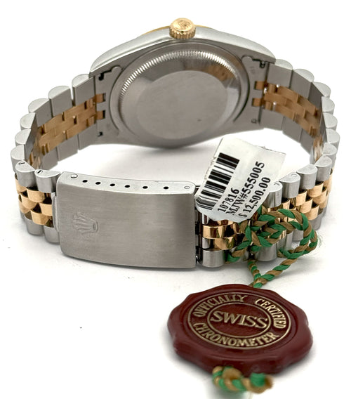 Pre-owned Rolex Datejust 36mm White Dial - 16233- Yellow Gold/Steel S107816